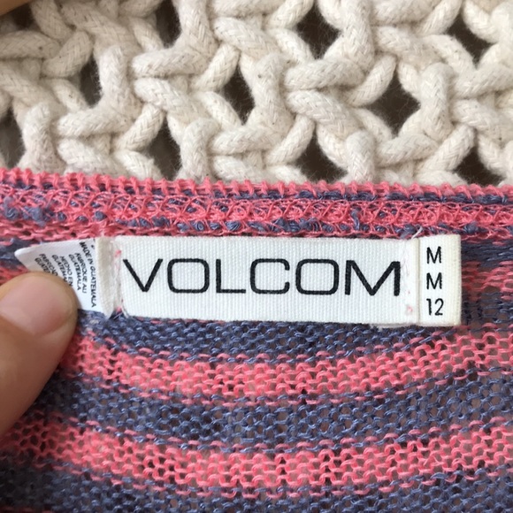 Volcom pink stripped open cardigan sweater high low in the front sz medi… - Picture 4 of 5